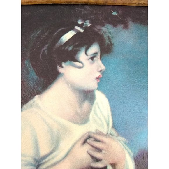 vtg set of 2 girl holding rabbit & boy w/ rabbit framed prints 15" x 13" - Picture 4 of 12